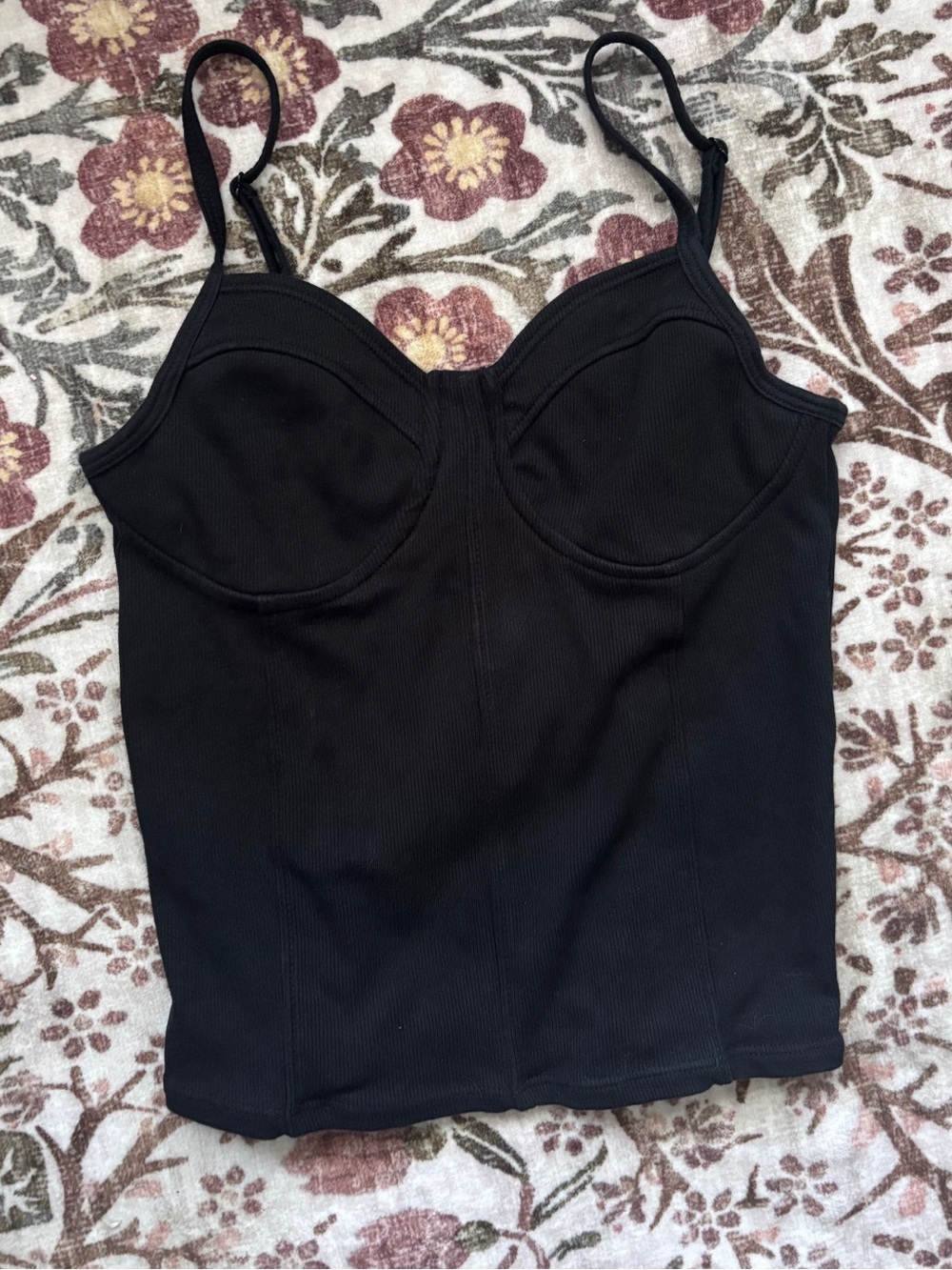 Brunette the label Black Ribbed Bustier Tank Top